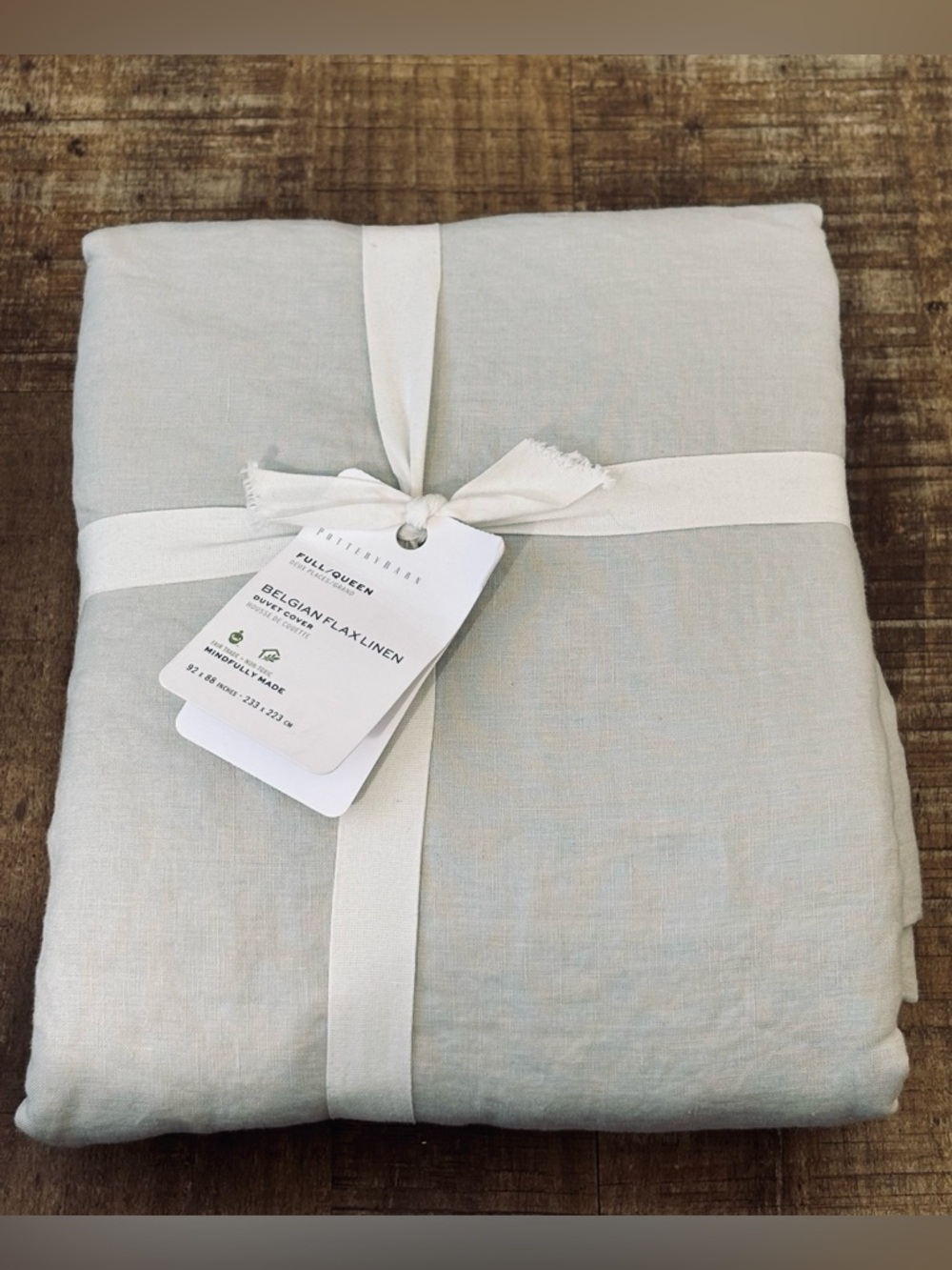 NWT Pottery Barn Belgian Flax Linen Duvet Covet Queen 92 x 88" grey/clay color